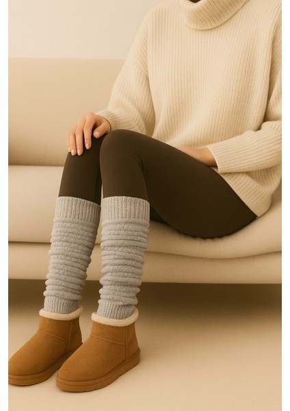 Original 1 Çift Premium Tozluk %100 Akrilik Triko Örgü Leg Warmer Ayak Isıtıcı Beyaz, Pembe, Turuncu, Gri, Lacivert, Turkuaz