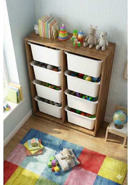 8 Çekmeceli Çok Amaçlı Oyuncak Dolabı ve Saklama Ünitesi – Çocuk Odası Düzenleyici Etiket Hediyeli modelleri