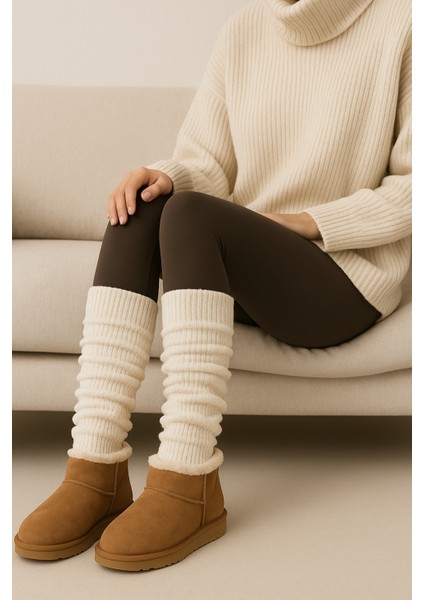 Original 1 Çift Premium Tozluk %100 Akrilik Triko Örgü Leg Warmer Ayak Isıtıcı Beyaz, Pembe, Turuncu, Gri, Lacivert, Turkuaz