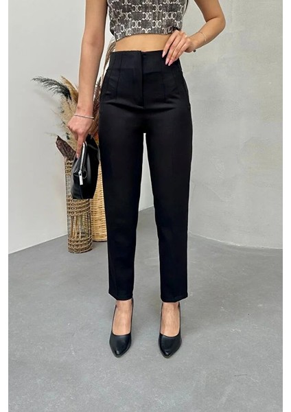 Kadın Yüksek Bel Pensli Zra Pantolon – Beyaz / Krem / Bej / Lacivert / Siyah | 36-46 Beden | Business & Ofis Kombin