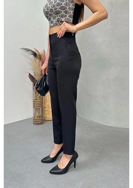 Kadın Yüksek Bel Pensli Zra Pantolon – Beyaz / Krem / Bej / Lacivert / Siyah | 36-46 Beden | Business & Ofis Kombin fiyatları