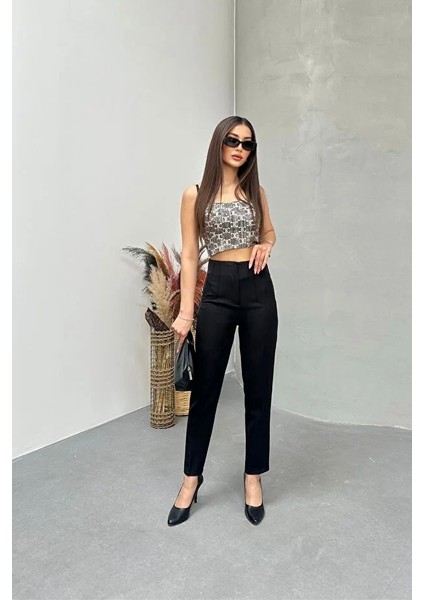 Kadın Yüksek Bel Pensli Zra Pantolon – Beyaz / Krem / Bej / Lacivert / Siyah | 36-46 Beden | Business & Ofis Kombin fırsatları