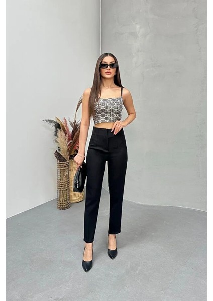 Kadın Yüksek Bel Pensli Zra Pantolon – Beyaz / Krem / Bej / Lacivert / Siyah | 36-46 Beden | Business & Ofis Kombin