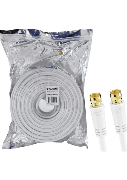 Rg6 F Konnektörlü Hazır Anten Kablo 50MT Rose Rc-24-50