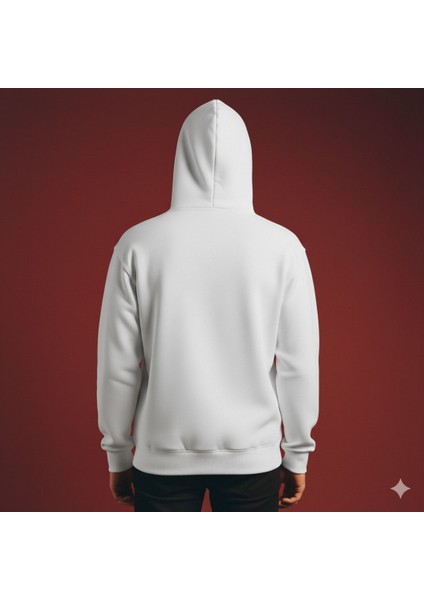 Unisex Beyaz Oversize Kapüşonlu Sweatshirt Tasarım Pizzza fırsatları