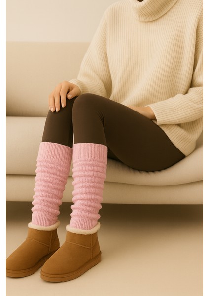 Original 1 Çift Premium Tozluk %100 Akrilik Triko Örgü Leg Warmer Ayak Isıtıcı Beyaz, Pembe, Turuncu, Gri, Lacivert, Turkuaz