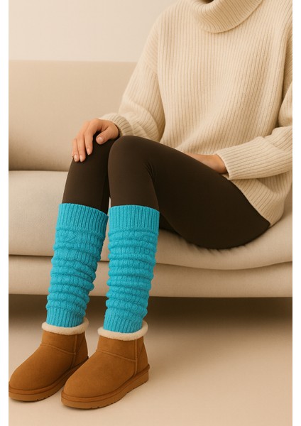 Original 1 Çift Premium Tozluk %100 Akrilik Triko Örgü Leg Warmer Ayak Isıtıcı Beyaz, Pembe, Turuncu, Gri, Lacivert, Turkuaz