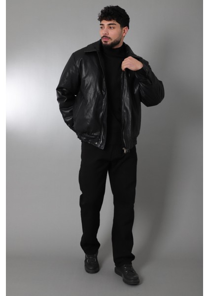 Kışlık Dolumlu Içi Kürklü Oversize Suni Deri Mont KMD_50502