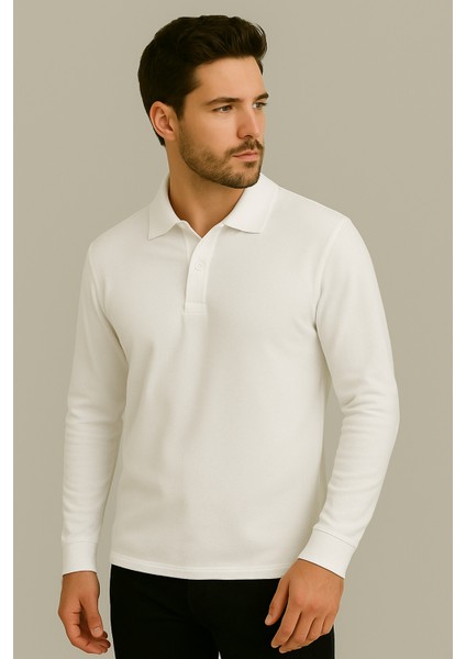 Regular Fit %100 Pamuk Polo Yaka Uzun Kollu Basic T-Shirt fiyatları