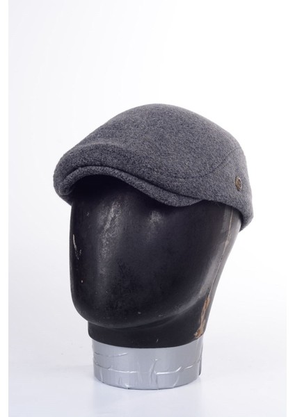 Kışlık Kaşe Şapka Yün Düz Renk Spor London Kasket -Füme indirimleri