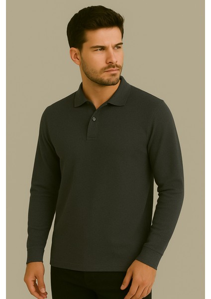 Regular Fit %100 Pamuk Polo Yaka Uzun Kollu Basic T-Shirt fiyatları