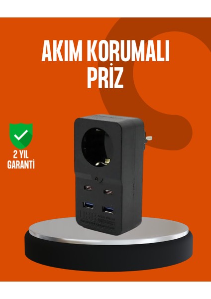 Akım Korumalı Priz 4 USB Type C Destekli Yüksek Isı Dayanımlı
