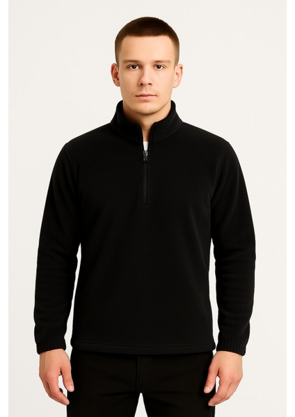 Erkek - Kadın Kalın Kışlık Yarım Fermuarlı Regular Fit Polar Ceket