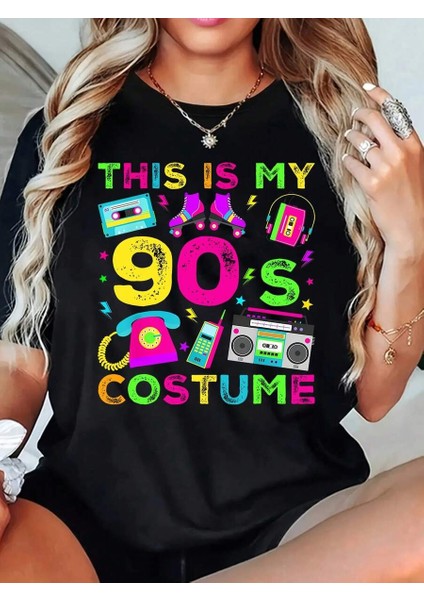 90'lar Kaset Çalar Baskılı Kadınmkısa Kol Tişort