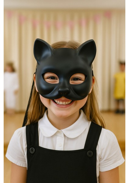Siyah Kedi Maskesi Tiyatro Okul Gösteri Kostüm Çocuk Için Hafif Dayanıklı Şık Tasarım