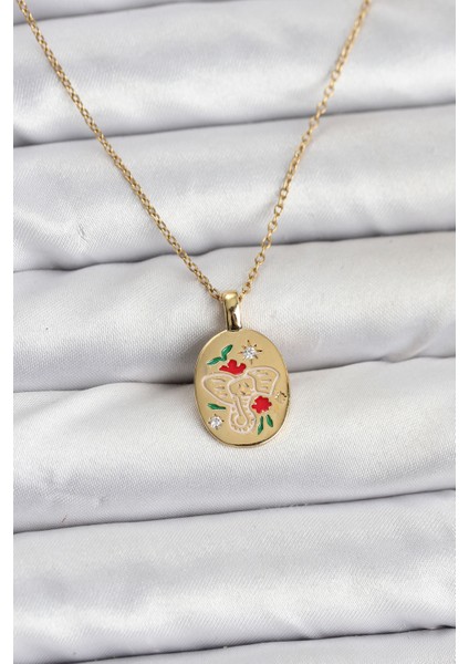 316L Çelik Zincir Gold Renk Fil Figürlü Kadın Kolye - Lisinya