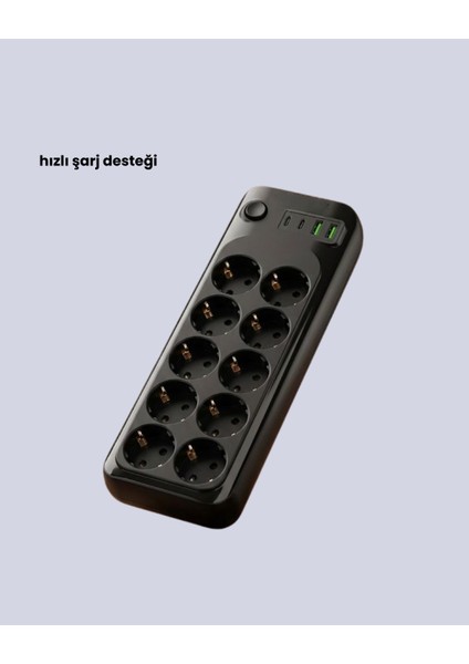 USB Type-C Destekli 10’lu Grup Priz Termal Korumalı 2m Kablo 2500W fırsatları