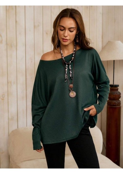 Cottonlab Kadın Tek Omuzdan Açık Yarasa Kollu Waffle Bluz fiyatları