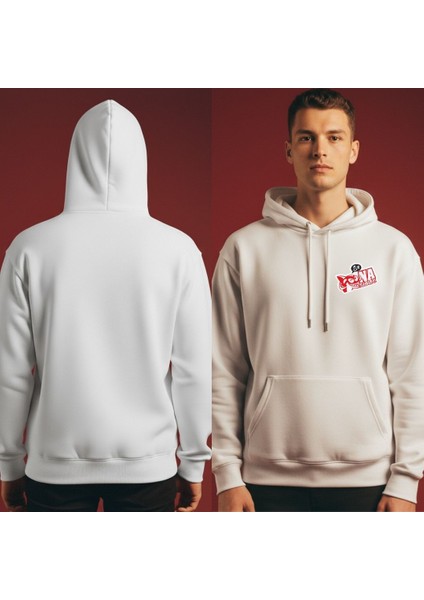 Unisex Beyaz Oversize Kapüşonlu Sweatshirt Tasarım Pona fırsatları