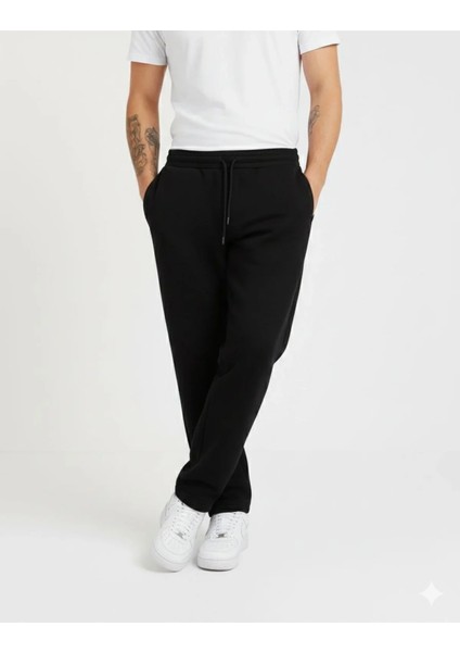 Erkek Üç Iplik Kışlık Pamuklu Ovarsize Bağcıklı Düz Paça Cepli Eşofman Altı Spor Rahat Model fırsatları