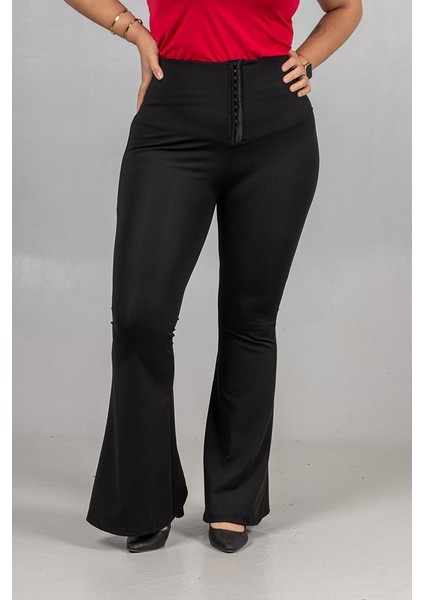 Büyük Beden Korse Kancalı Ispanyol Paça Tayt