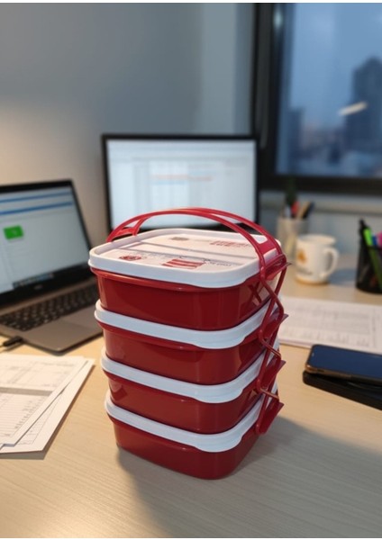 4 Katlı Beslenme Kutusu Kilit Mekanizmalı Okul Piknik Işyeri modelleri