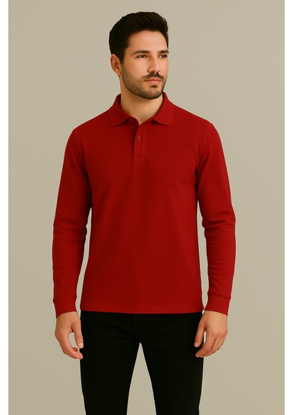 Regular Fit %100 Pamuk Polo Yaka Uzun Kollu Basic T-Shirt fiyatları