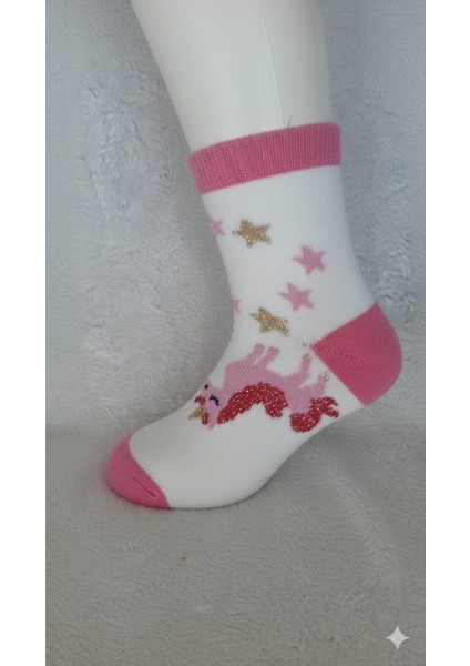 Simli Boynuzlu At Desen Soket Çorap Pamuklu (Penye) 3'lüpembe fırsatları