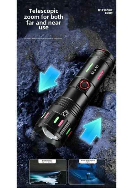 LED El Feneri 2000 Lümen USB Şarj Edilebilir Flash Işığı Yüksek Güçlü El Feneri Taktiksel fiyatları