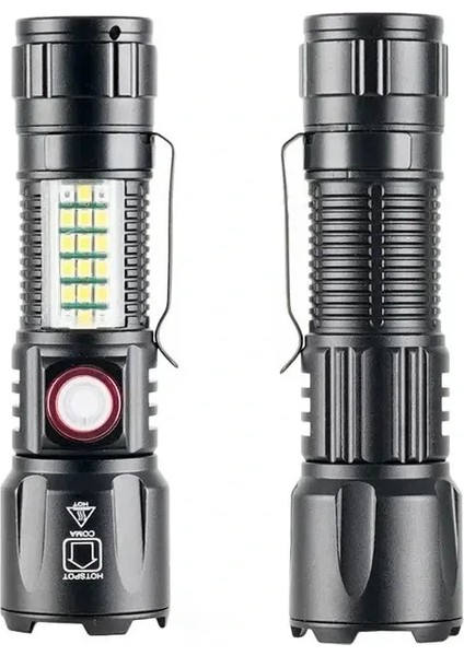 WS-2828 Ultra USB Şarjlı Polis El Feneri, Bekçi, Asker El Feneri Kırmızı Mavi Çakarlı 1000 L modelleri