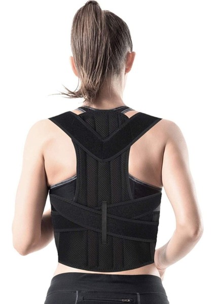 Dik Tutucu Kamburluk Önleyici Unisex Siyah Bel ve Sırt Destek Korse