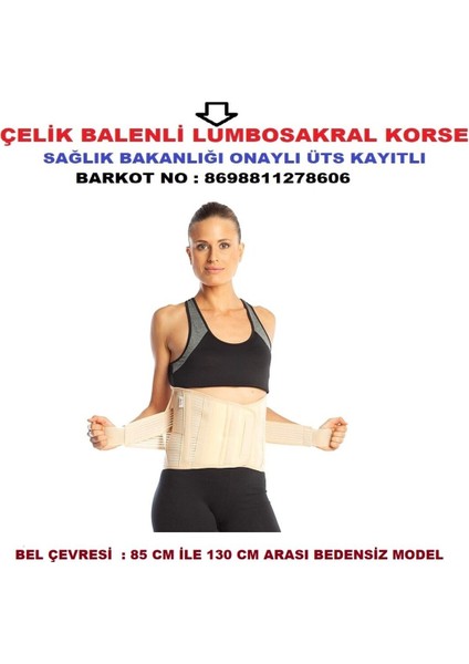 Ortopedik Bel Korse, Destekli, Çelik Balenli, Süngerli, Cırtlı, Misinalı