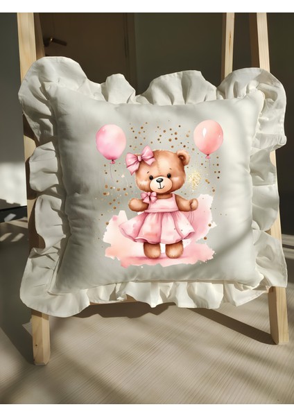 Bebek Fırfırlı Isme Özel Baskılı Yastık