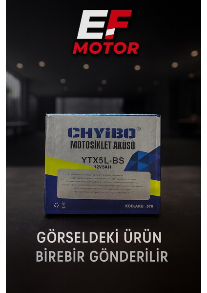 Chyıbo Motosiklet Aküsü 12V 5AH – Bakımsız (Mf) – Güçlü Marş