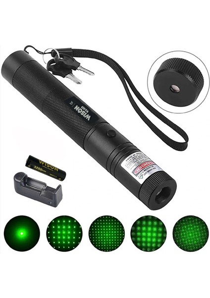 Wison WS-503 100MW 3.7V 3200 Mah Desen Başlıklı Şarjlı Yeşil Lazer Pointer (4887) modelleri