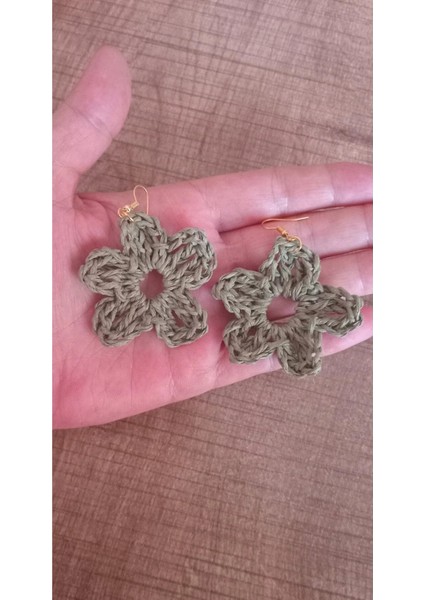 Örgü Rafya Çiçek Model Sallantılı Küpe modelleri