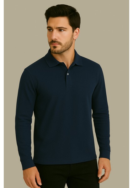 Regular Fit %100 Pamuk Polo Yaka Uzun Kollu Basic T-Shirt fiyatları