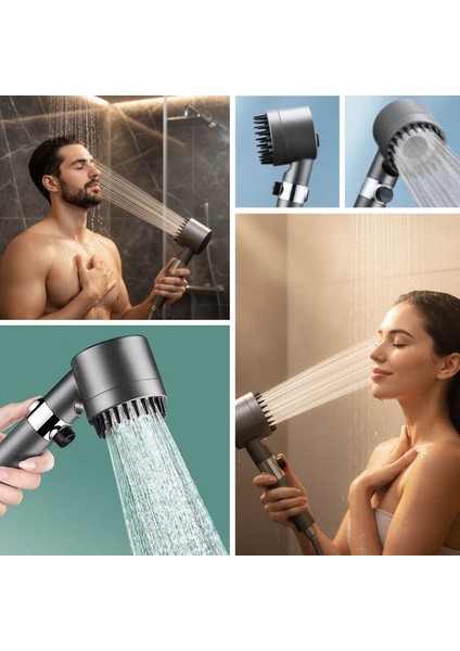 3 Kademeli Turbo Basınçlı Masaj Başlıklı Silikon Fırçalı Duş Başlığı – Yüksek Bası modelleri