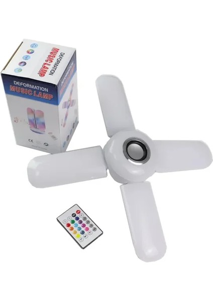 Lamba 4 Kanatlı E27 Duya Takılan Kumandalı Katlanabilir LED Müzik Lamba Işığı Avize Bluetoot fiyatları