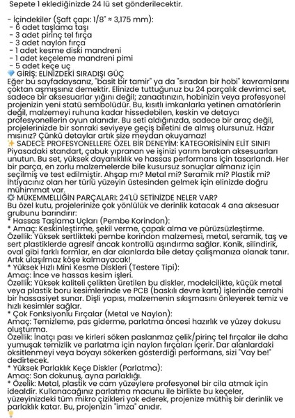 24'lü Mini Gravür Seti Dremel Ucu: Profesyonel Taşlama, Parlatma ve Şekillendirme Aleti fiyatları