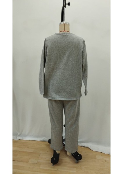 Cottonlab Kadın Uzun Kollu Yanları Nervurlu Viskon Iki Iplik ve Pantolon Ikili Takım