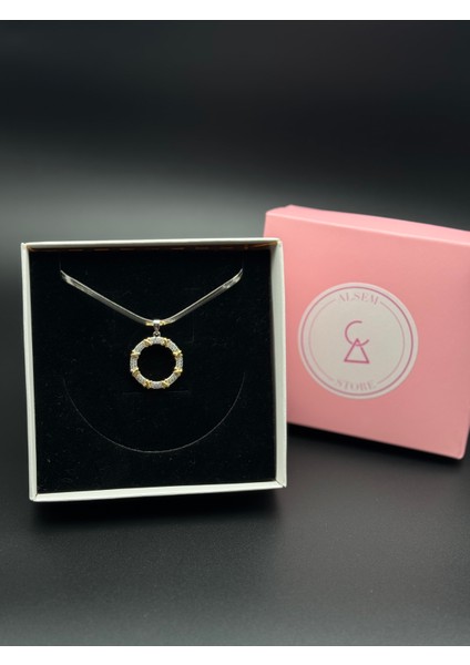 925 Ayar Gümüş Gold Detaylı Baget Zirkon Kolye | Italyan Zincirli Minimalist Pırlanta Kesim Kadın Kolyesi modelleri