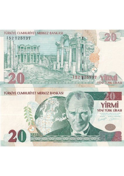 8.emisyon 20 Ytl Seri I52 Yerli Kağıt Para Çil ( Unc ) Koleksiyon Para