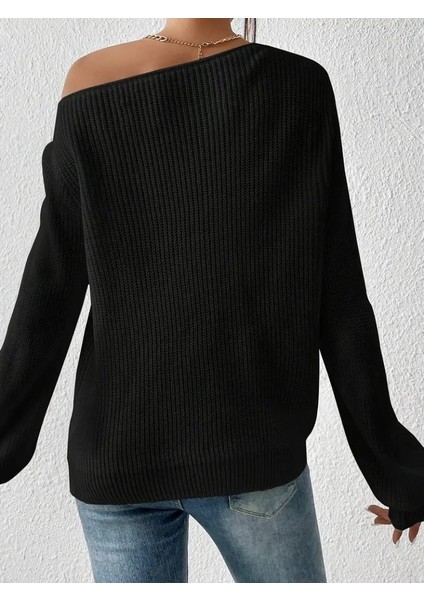 Cottonlab Kadın Uzun Kollu Tek Omuzu Açık Detaylı Triko Bluz modelleri