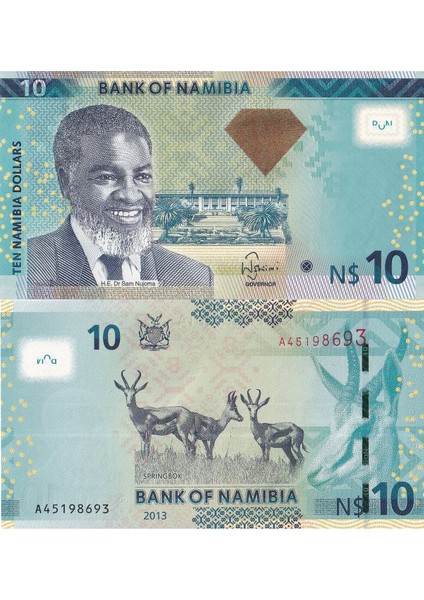 Namibya 2013 Yılı 10 Dolar Yabancı Kağıt Para Çil ( Unc ) Koleksiyon Para