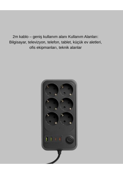 USB Type-C Destekli Termal Korumalı 6’lı Uzatma Priz 10A 2m fırsatları