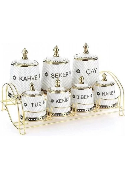 BAH2602 Petek Desenli Baharatlık Takımı 7 Parça