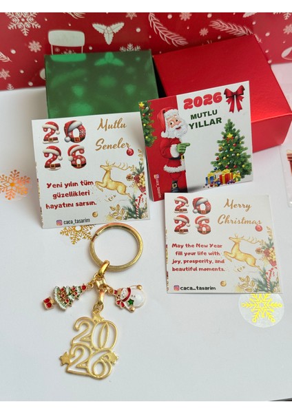 Yılbaşı Figürleri Charm Anahtarlık 1 Adet Kartlı ve Poşetli Christmas Noel Hediyelik