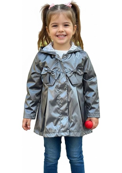 Kız Çocuk Kapüşon Detaylı Yağmurluk - Rüzgarlık