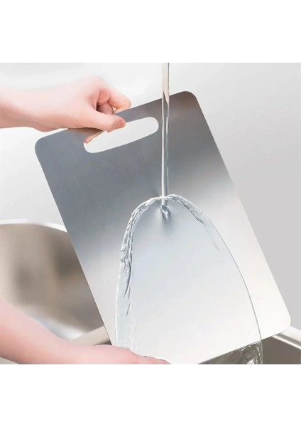 Paslanmaz Çelik Kesme Tahtası 24X15 cm Mutfak Sebze Et Kesme Tahtası Doğrama Tahtası Mutfak Aksesuarları (4741)